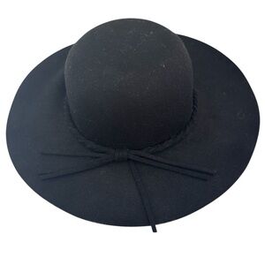 Macy's Black Wide-Brim Wool Felt Hat with Tassel Bow